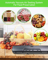 Vacuum Sealer Machine with 15 Vacuum Bags, Compact Automatic Sealer Machine with Dry & Moist Food Modes for Kitchen Food Preservation