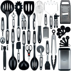 Kitchen Utensils Set with Holder: Silicone Cooking Utensils Set for Nonstick Cookware, KitcCooking Set Kitchen Set for Home Kitchen Accessories Set