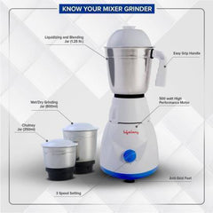 Lifelong LLCMB02 500 W Mixer Grinder (White, 3 Jars) & 1100 W Dry Iron (White, Blue) Super Combo