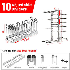 Adjustable Lid Rack for Kitchen Counter and Cabinet, Lid Organizer for 10+ Pots and Pans with 6 DIY Methods (Silver)