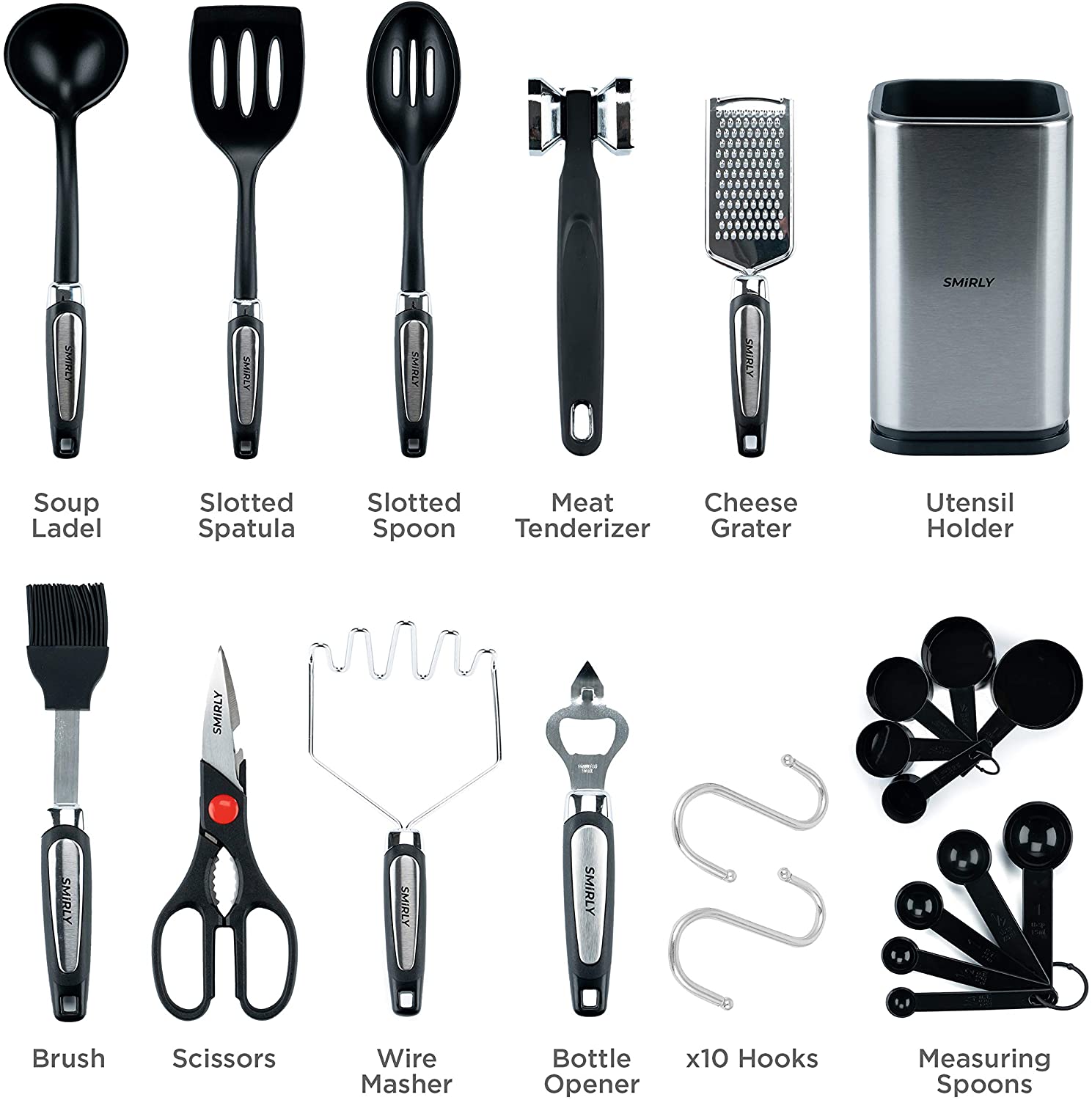 Kitchen Utensils Set with Holder: Silicone Cooking Utensils Set for Nonstick Cookware, KitcCooking Set Kitchen Set for Home Kitchen Accessories Set