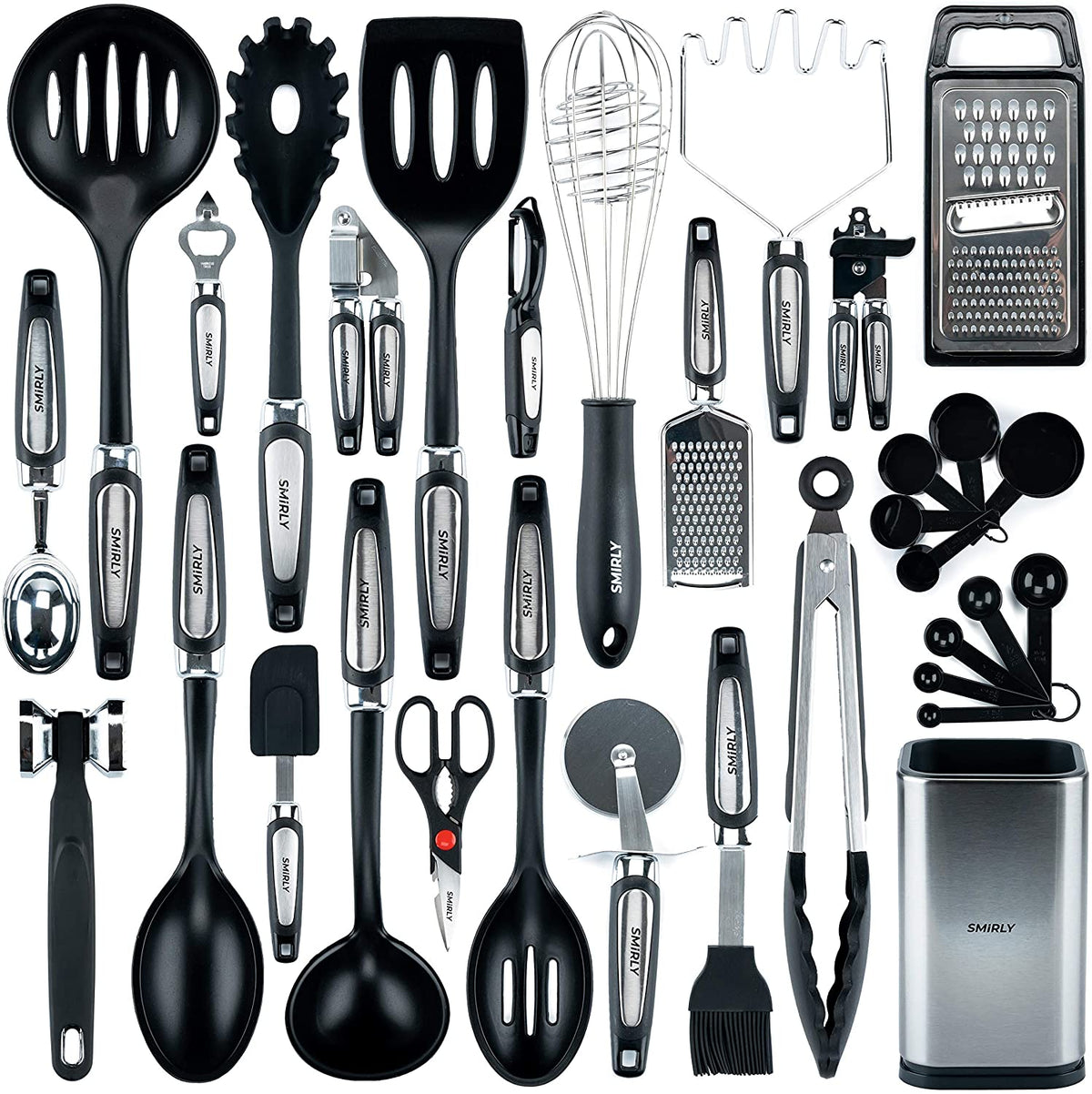 Kitchen Utensils Set with Holder: Silicone Cooking Utensils Set for Nonstick Cookware, KitcCooking Set Kitchen Set for Home Kitchen Accessories Set