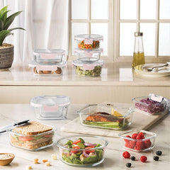 Newly Innovated Hinged BPA-free Locking lids - 100% Leakproof Glass Meal-Prep Containers, Great On-the-Go & Freezer-to-Oven-Safe Food Containers